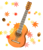 紅葉や秋色のギター　透過png