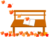 秋のベンチと本　（紅葉、落ち葉、プラタナス、読書）