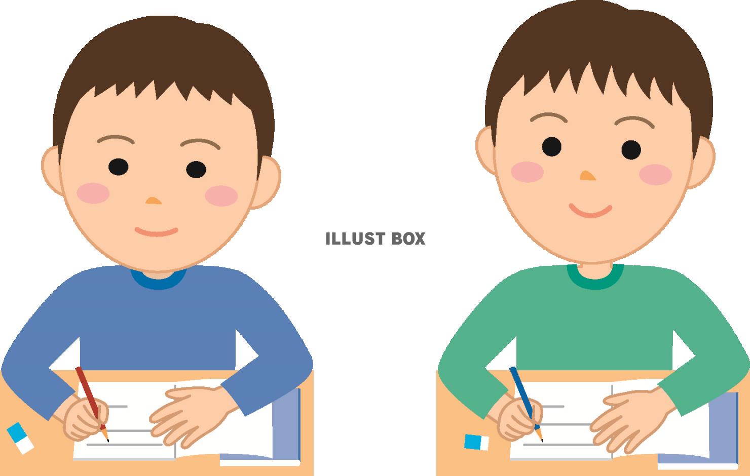 無料イラスト 男の子 学習 勉強 学校