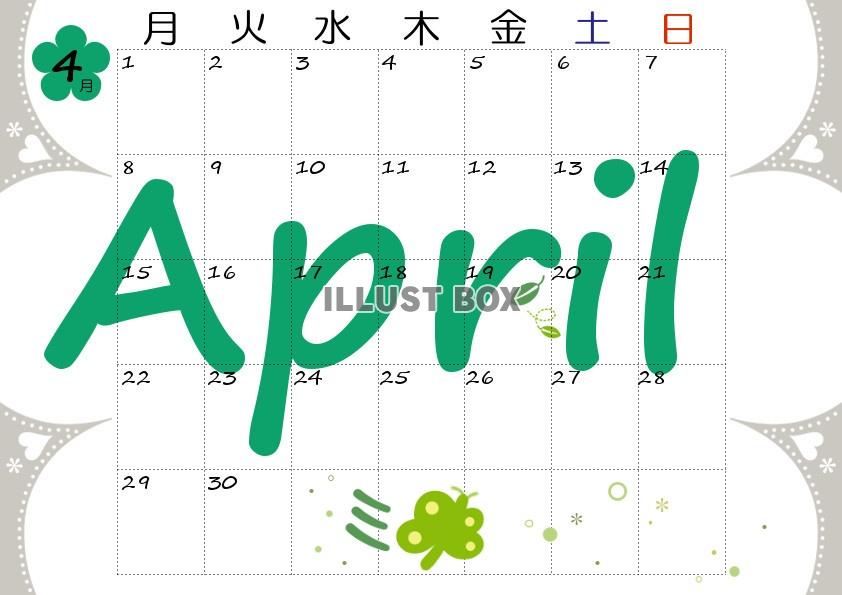 2019月年4月カレンダー横3