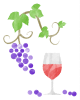 手描き風ブドウと赤ワイン