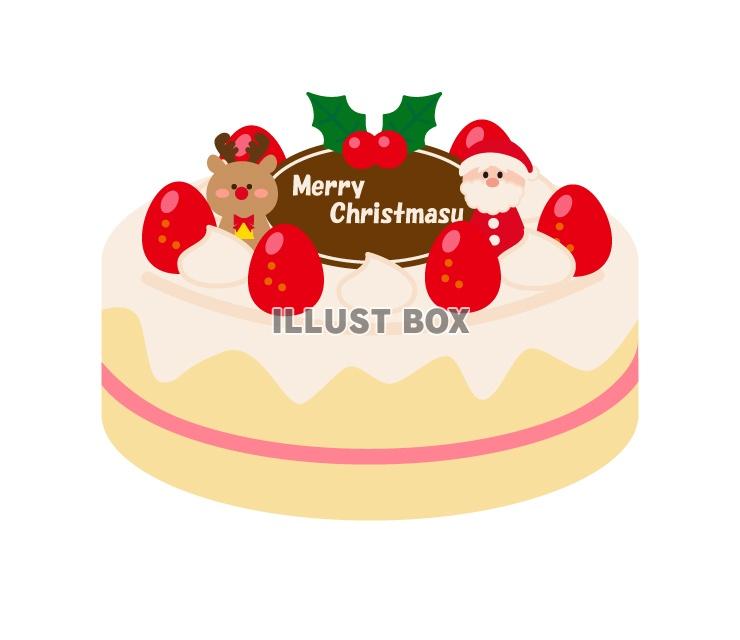 無料イラスト クリスマスケーキ トナカイとサンタ