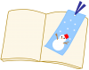 読書　冬（本、しおり、雪だるま、メッセージ、図書）　