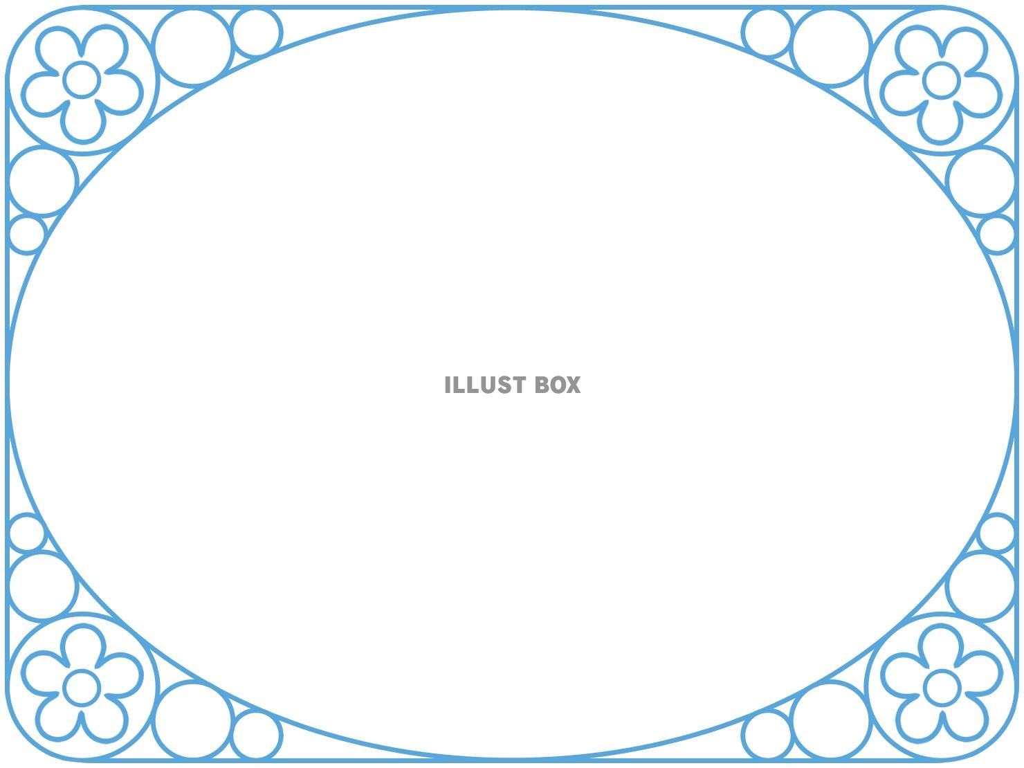 無料イラスト 楕円形フレーム 線画の飾り枠素材イラスト
