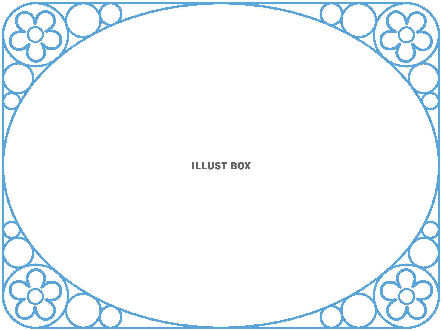 楕円形フレーム、線画の飾り枠素材イラスト。透過PNG
