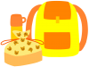 リュックサックとお弁当と水筒黄色（幼児、遠足、お散歩、行楽）
