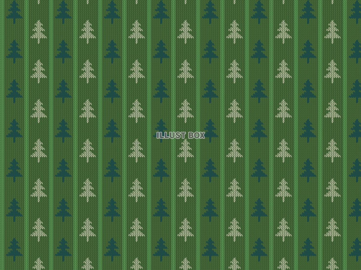 無料イラスト もみの木柄のニットの背景パターン（緑）