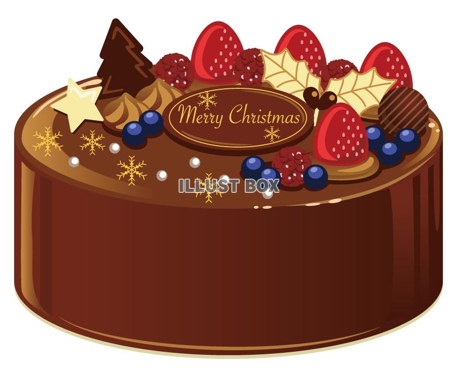 無料イラスト チョコレートのクリスマスケーキのイラスト