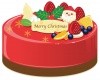 赤いクリスマスケーキのイラスト