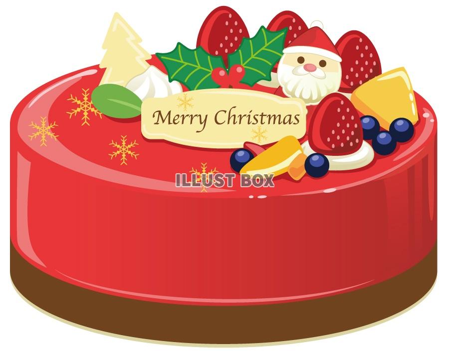 無料イラスト 赤いクリスマスケーキのイラスト