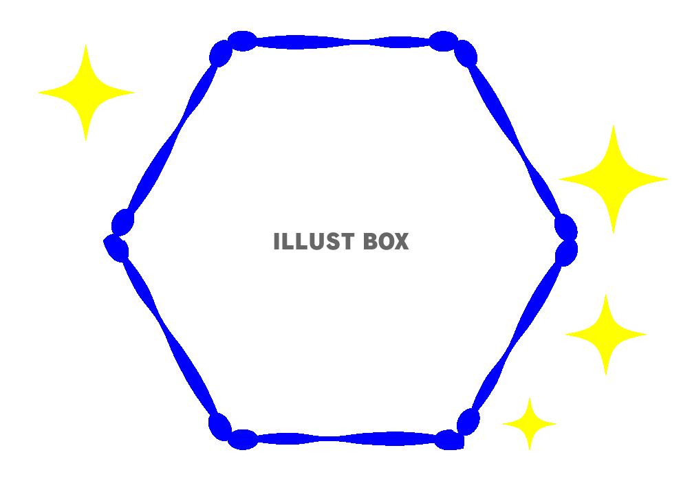 キラキラ付きのブルーでラフなフレーム　透過png