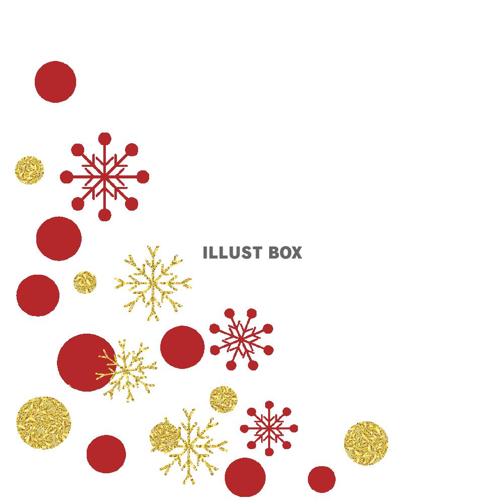 無料イラスト クリスマス雪の結晶 赤とゴールド01