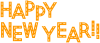 フエルトワッペン風のHAPPY NEW YEARオレンジ（年賀状素材、縫い目ステ