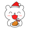 チキンを持ったサンタ帽子のクマ　透過png