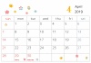2019年4月カレンダー　ドットとモチーフ