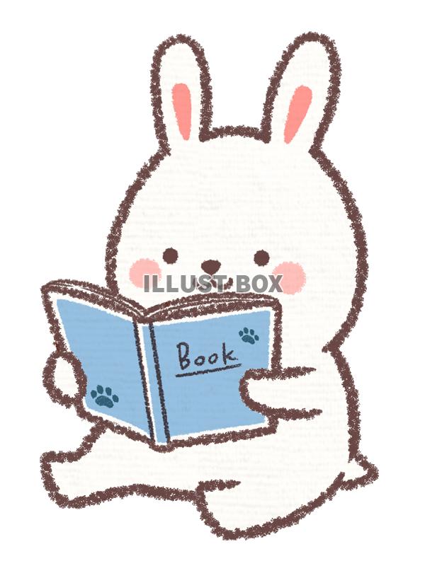 無料イラスト 読書ウサギ