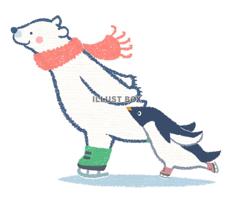 無料イラスト スケートシロクマ ペンギン