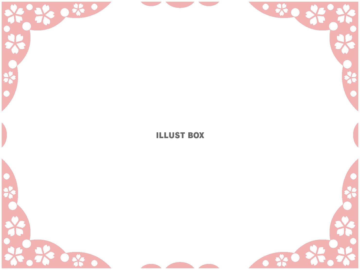 桜の花のフレーム和風柄の飾り枠イラスト。透過PNG