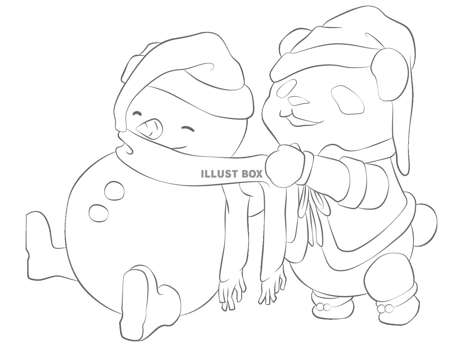 パンダのクリスマス・塗り絵