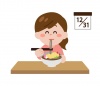 年越し蕎麦を食べる女性のイラスト