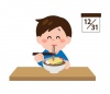 年越し蕎麦を食べる男性のイラスト