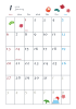 2019年カレンダー　1月　縦型