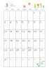 2019年カレンダー　3月　縦型