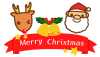 クリスマスサンタトナカイ入りラベル　透過png