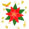 ひいらぎとト音記号のポインセチア　透過png