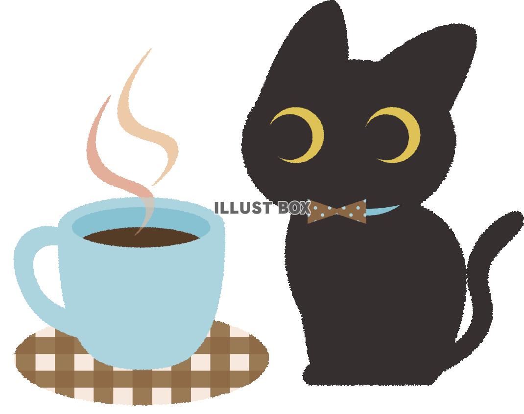 無料イラスト コーヒーと猫