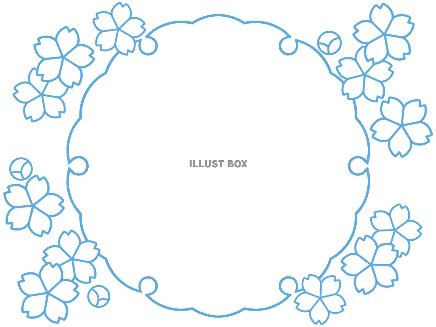 無料イラスト 桜の花模様フレーム シンプルな飾り枠素材