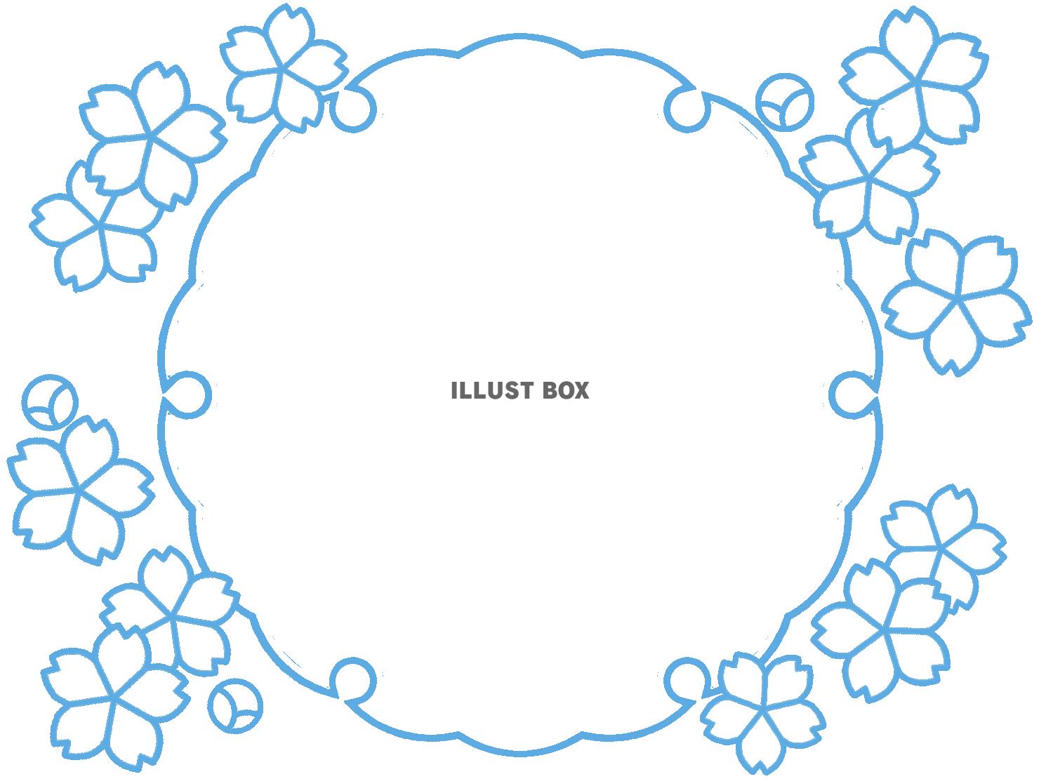 無料イラスト 桜の花模様フレーム シンプルな飾り枠素材 透過png