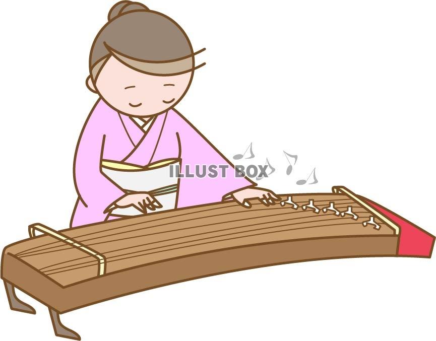 琴を弾く女性