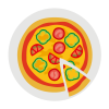 無料イラスト チーズとサラミとバジルのイタリアンフードピザのイラスト
