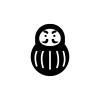 だるま(フラットアイコン)モノクロ
