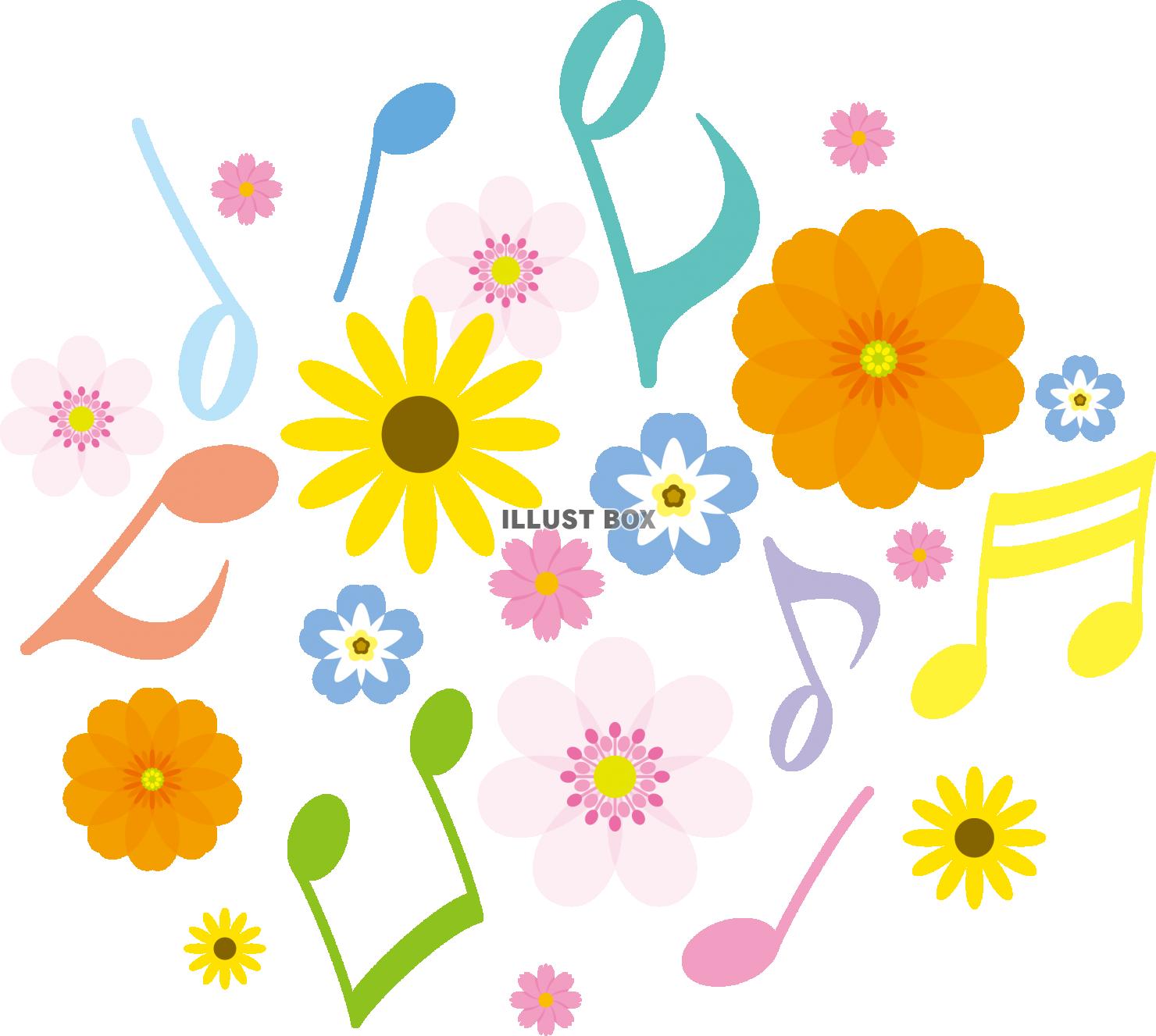 無料イラスト 花と音符