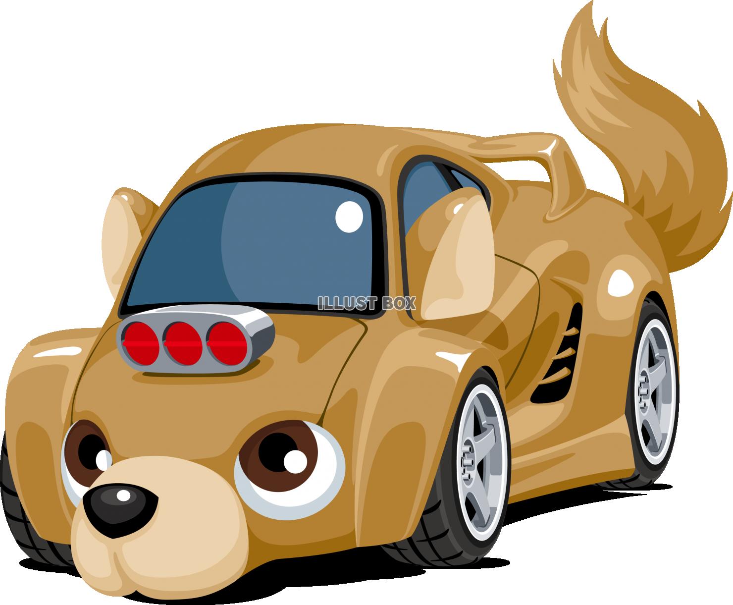 スポーツカー　自動車　キャラクター　犬