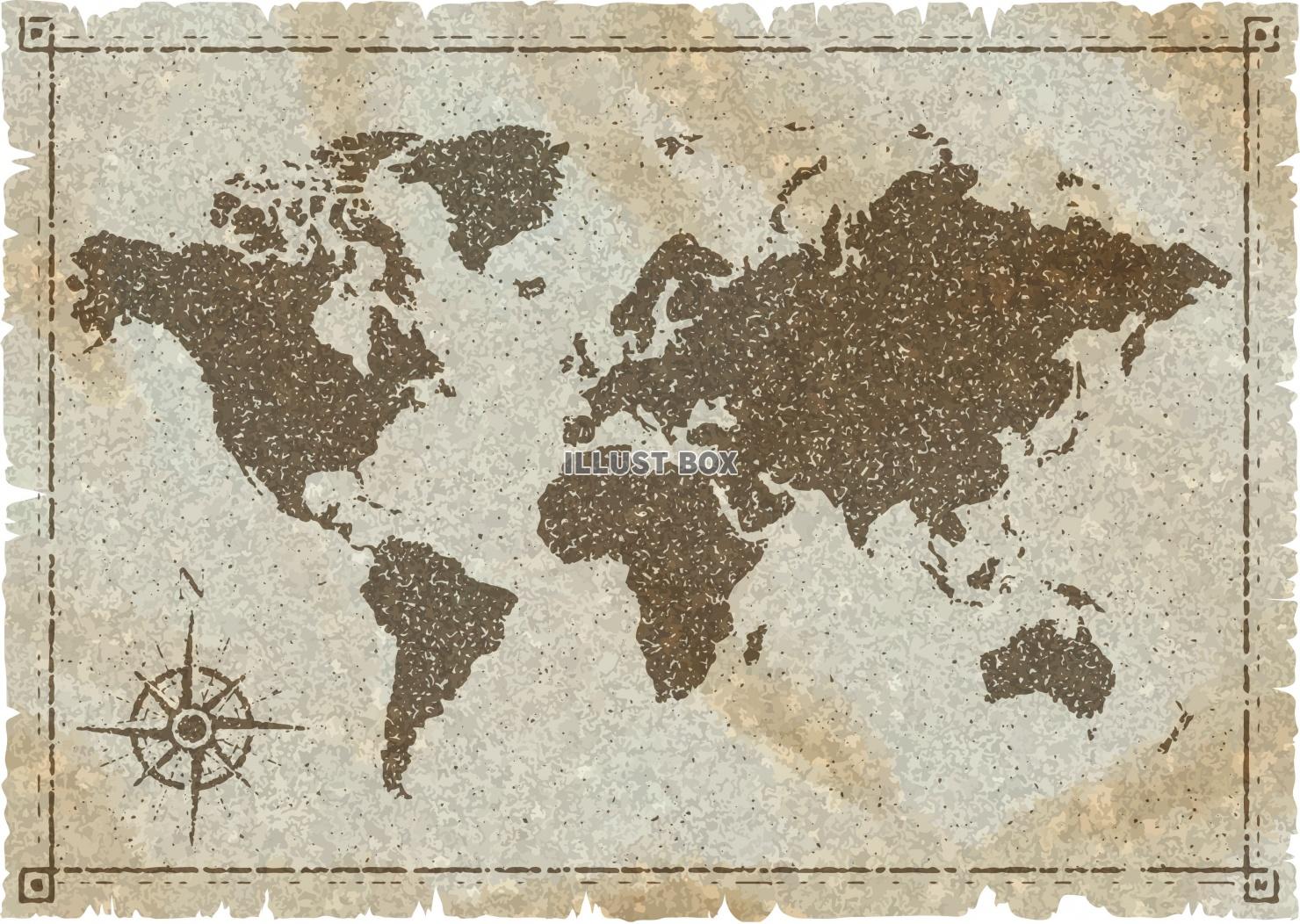 無料イラスト 古地図 海賊 世界地図