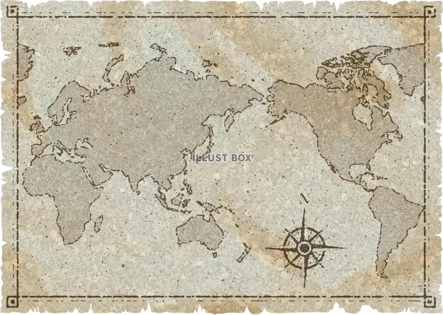 無料イラスト 古地図 海賊 世界地図