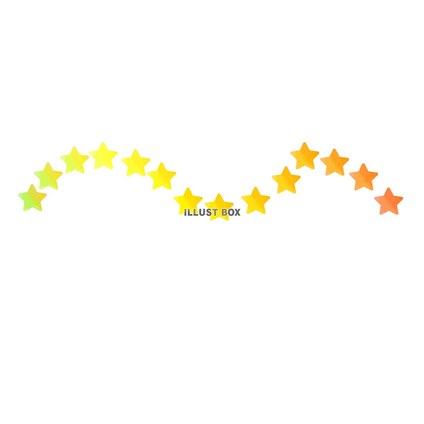 無料イラスト イエロー系グラデーション星の曲線ライン