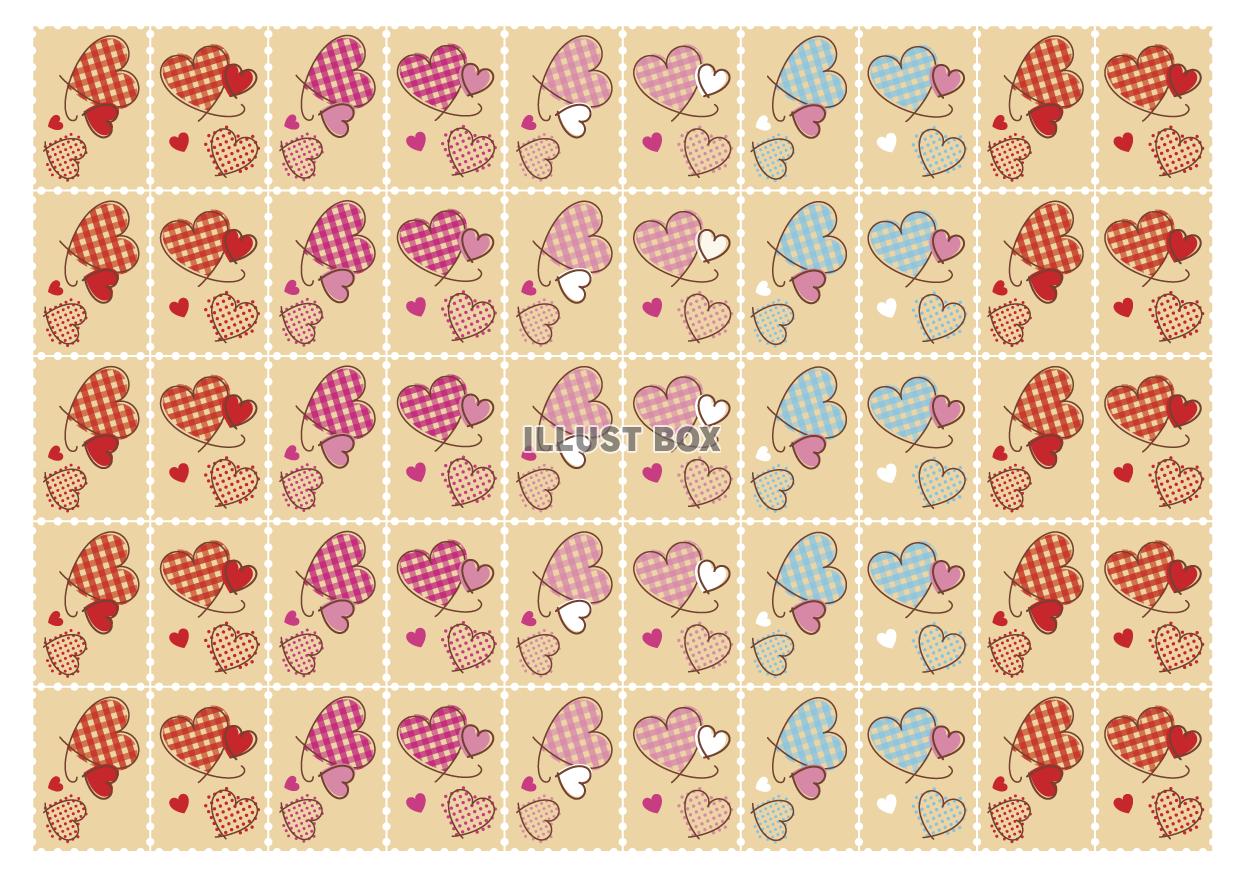 ハート柄の切手風シール