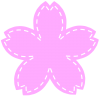 フエルトワッペン風のさくらの花１－１（縫い目ステッチ　桜）