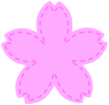 フエルトワッペン風のさくらの花１－２（縫い目ステッチ　桜）