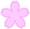 フエルトワッペン風のさくらの花１－３（縫い目ステッチ　桜）