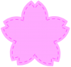 フエルトワッペン風のさくらの花２－２（縫い目ステッチ　桜）