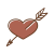 手書き矢が刺さったハートイラスト