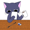 【ねこ】机で作業