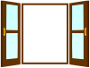 窓わくのフォトフレーム１（窓枠・写真・メッセージ）