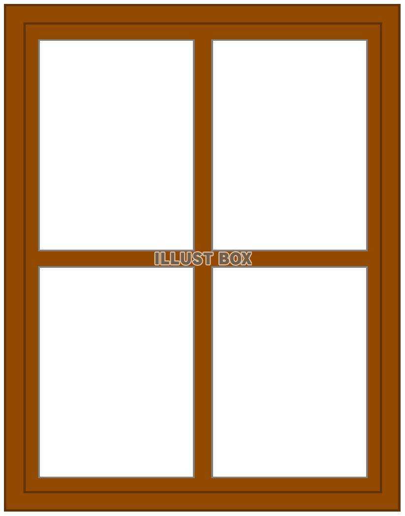無料イラスト 窓わくのフォトフレーム２茶色 窓枠 写真 メッセージ