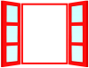 窓わくのフォトフレーム３赤（窓枠・写真・メッセージ）